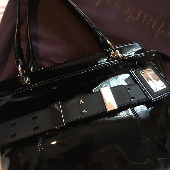 Charles David black patent leather handbag new! - Picture 8 of 15